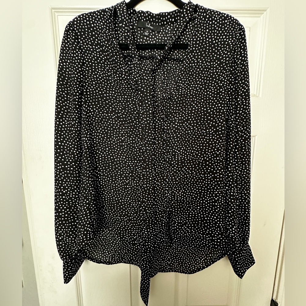 Lulu's Black and White Dotted Blouse Size Medium
